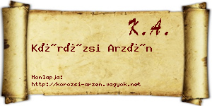 Körözsi Arzén névjegykártya